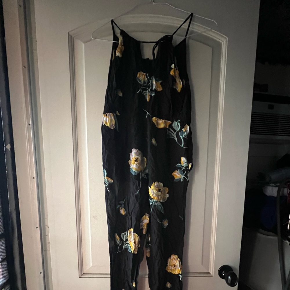 Black Volcom boho floral pant romper